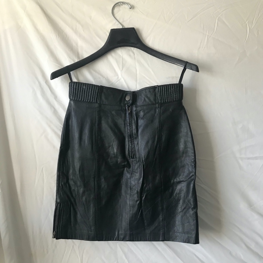 Black Leather Mini-Skirt